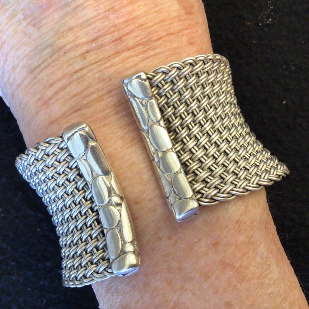 John Hardy Sterling Silver Kali Pebble + Mesh Bracelet